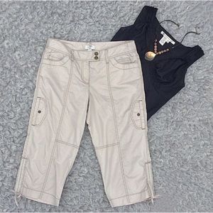 NWT LOFT ‘Marisa’ tan cropped cargo pants